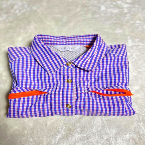 Orvis Performance Button Up Womens Medium Vented Hiking Shirt Pastel Purple Pink - Picture 10 of 10